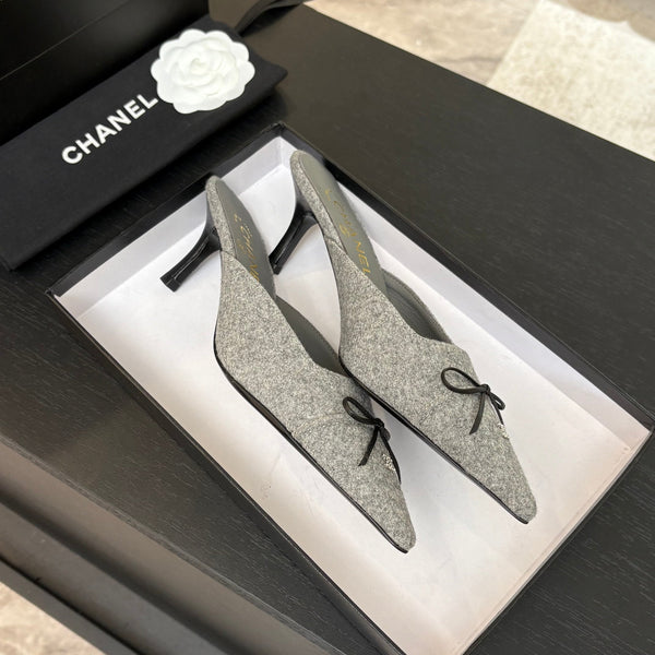 MULE TACCO ALTO 65 MM IN FELTRO GRIGIO TORTORA