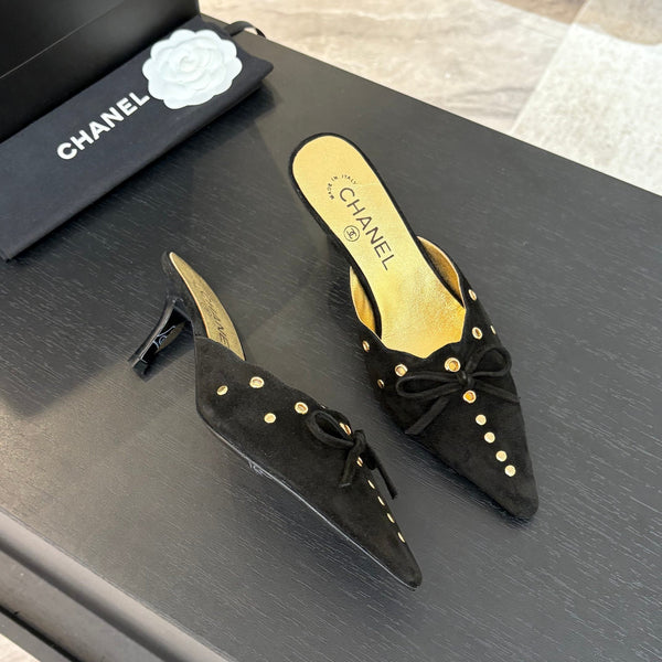 MULE TACCO ALTO 65 MM IN CAMOSCIO NERO