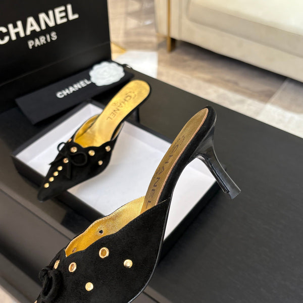 MULE TACCO ALTO 65 MM IN CAMOSCIO NERO