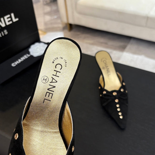 MULE TACCO ALTO 65 MM IN CAMOSCIO NERO