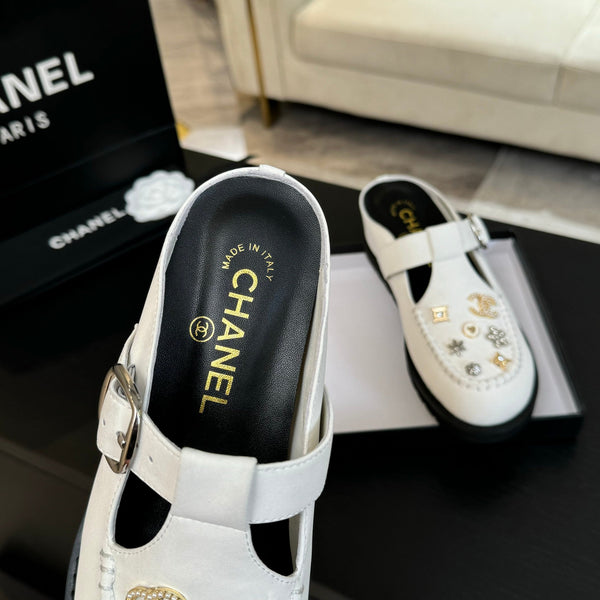 CC 25C Mule Sandal White Imported Cowhide 212943