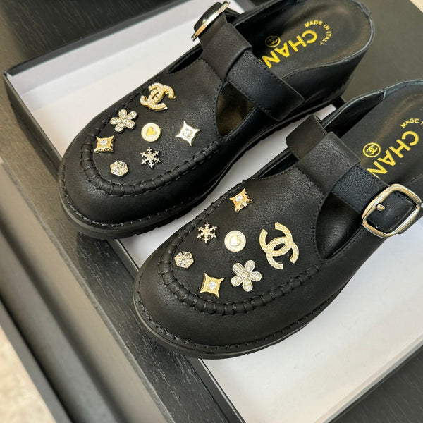 CC 25C Mule Sandal Black Imported Cowhide 212946