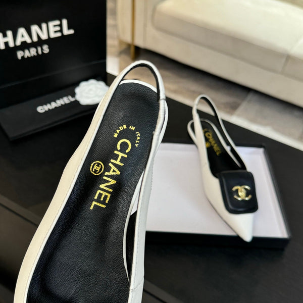 CC 25C Slingback Flat White Vera pelle di pecora 212950