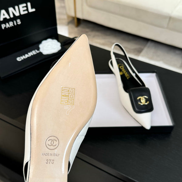 CC 25C Slingback Flat White Vera pelle di pecora 212950