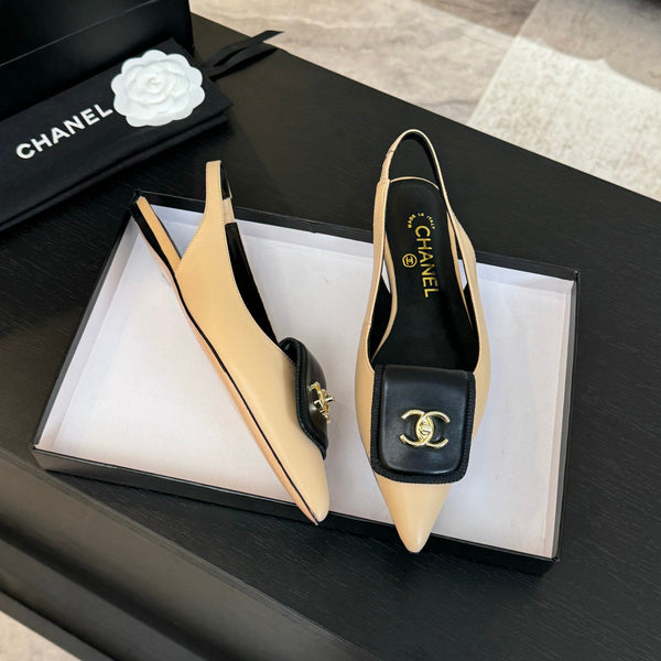 CC 25C Slingback Flat Crema Vera pelle di pecora 212951