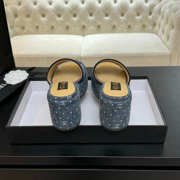 CC 25C Platform Slide Sandals Navy Blue Fabric 213158