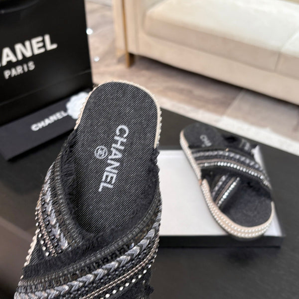 CC 25C Thick-Soled Slipper In Black Denim Space blue Fabric 213231