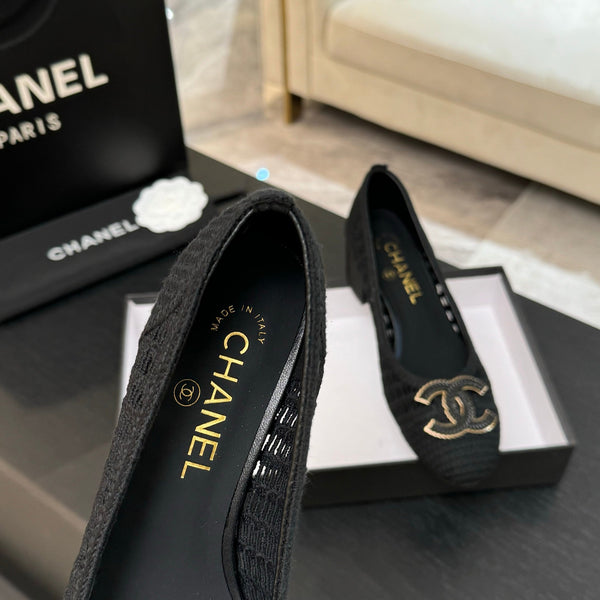 CC 25P Tacco da ballerina 50mm Rafia nera Logo grande