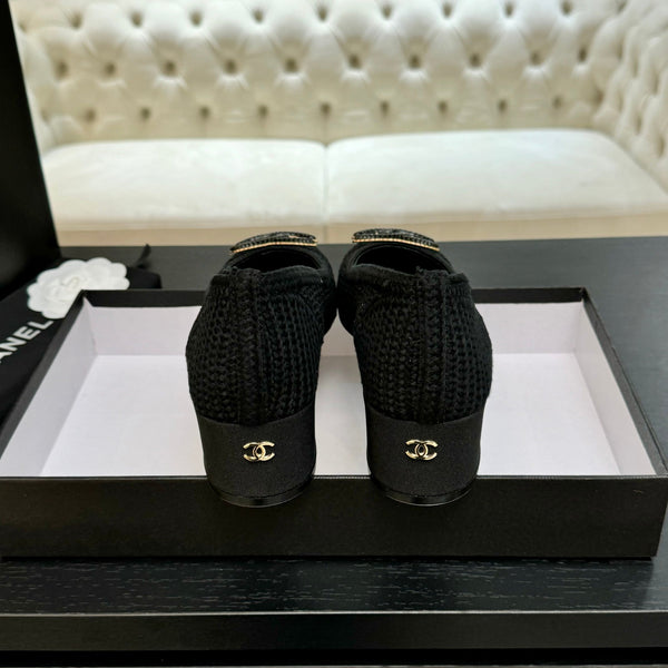 CC 25P Tacco da ballerina 50mm Rafia nera Logo grande