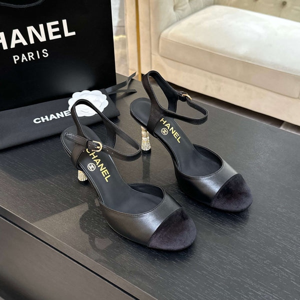 CC 25S Slingback 85mm Pelle di vitello nera Scamosciata viola