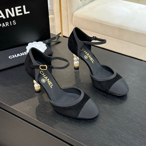 CC 25S Slingback 85mm Black Suede Grosgrain