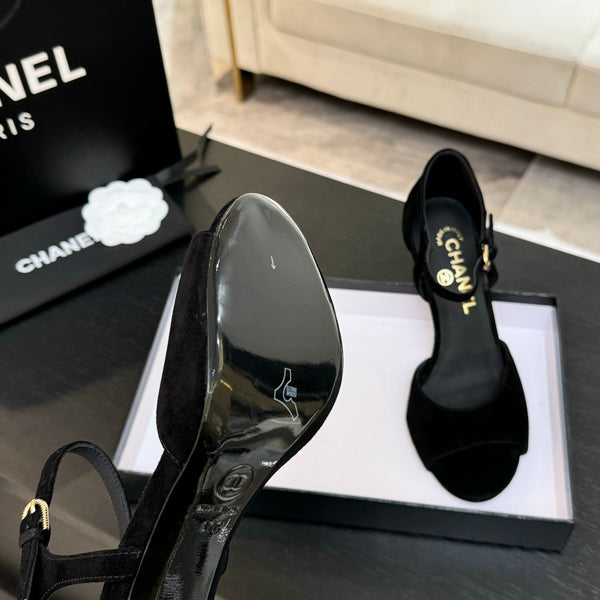 CC 25S Sandal Heel 85mm Black Suede