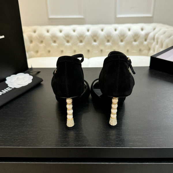 CC 25S Sandal Heel 85mm Black Calfskin