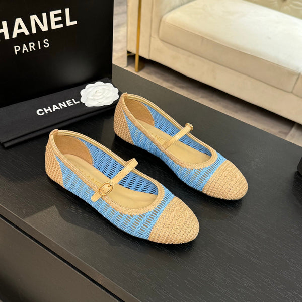 CC 25P Mary Jane 15mm Beige Blue Raffia 373782