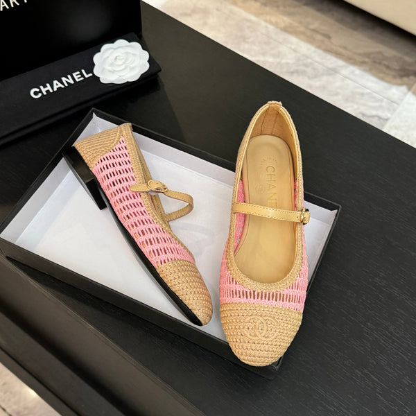 CC 25P Mary Jane 15mm Beige Pink Raffia 373784