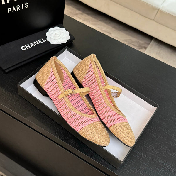 CC 25P Mary Jane 15mm Beige Pink Raffia 373784