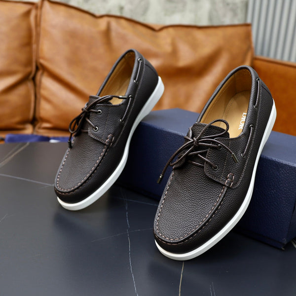 CD GRANVILLE BOAT SHOE DARK BROWN GRAINED CALFSKIN