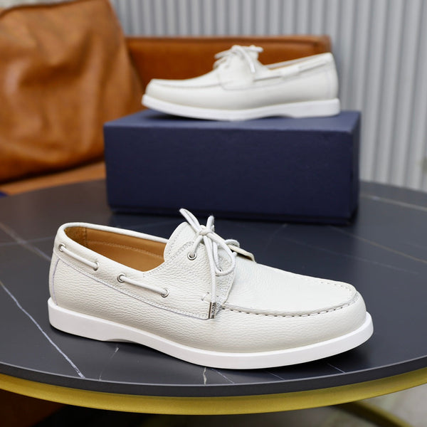 CD GRANVILLE BOAT SHOE WHITE GRAINED CALFSKIN