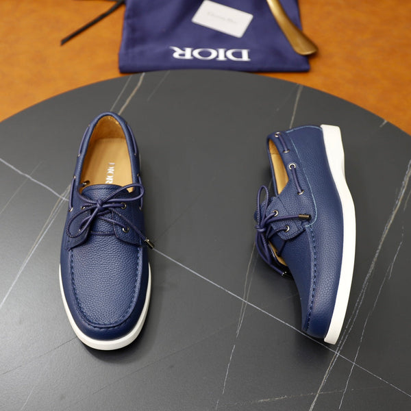 CD GRANVILLE BOAT SHOE AZURE GRAINED CALFSKIN
