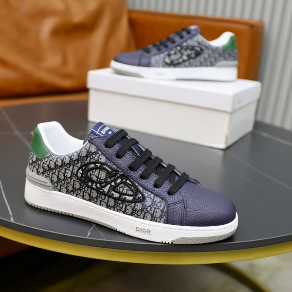 CD LOW TOP BASIC SNEAKER NAVY AND BEIGE JACQUARD