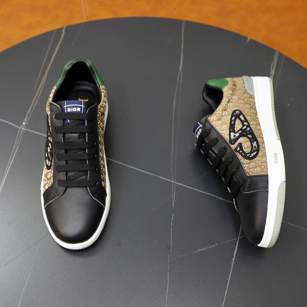 CD LOW TOP BASIC SNEAKER BLACK CALFSKIN AND JACQUARD