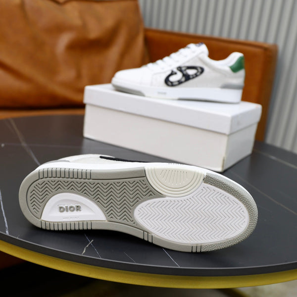 CD LOW TOP BASIC SNEAKER WHITE CALFSKIN AND JACQUARD