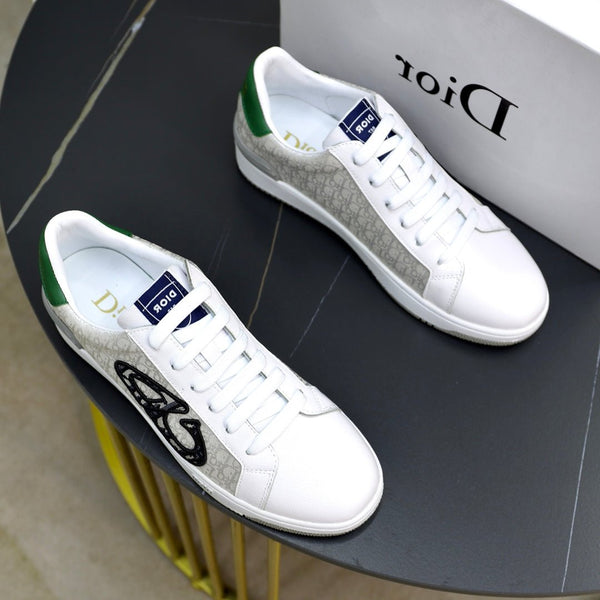 CD LOW TOP BASIC SNEAKER WHITE CALFSKIN AND JACQUARD