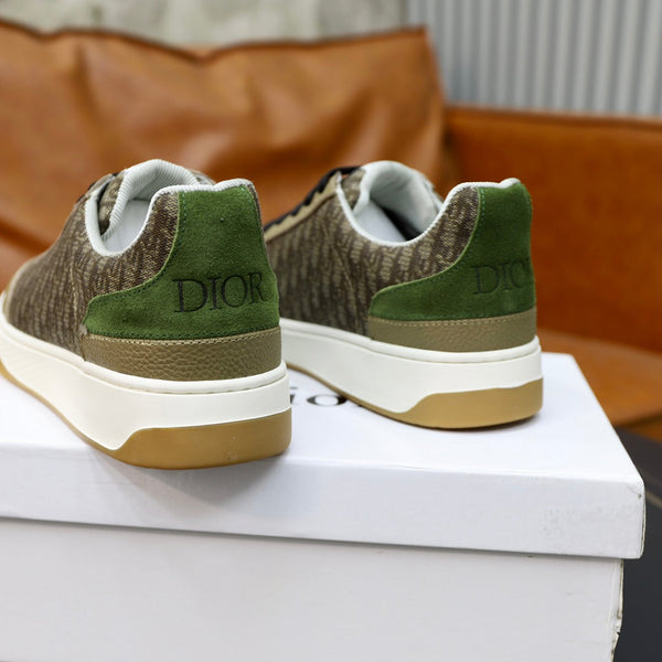 CD HOMME SNEAKERS OLIVE CALFSKIN AND JACQUARD