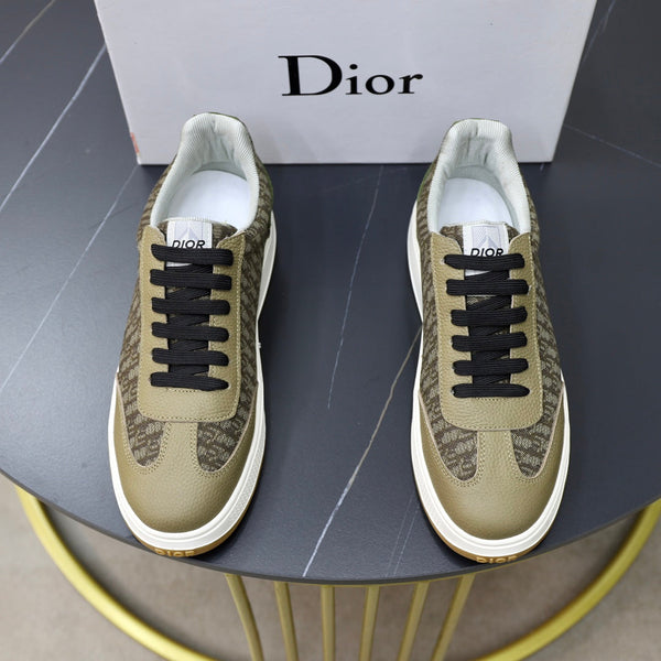 CD HOMME SNEAKERS OLIVE CALFSKIN AND JACQUARD
