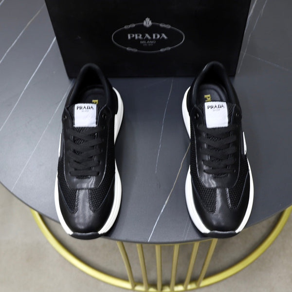 PRA SNEAKER IN BLACK CALFSKIN AND MESH FABRIC