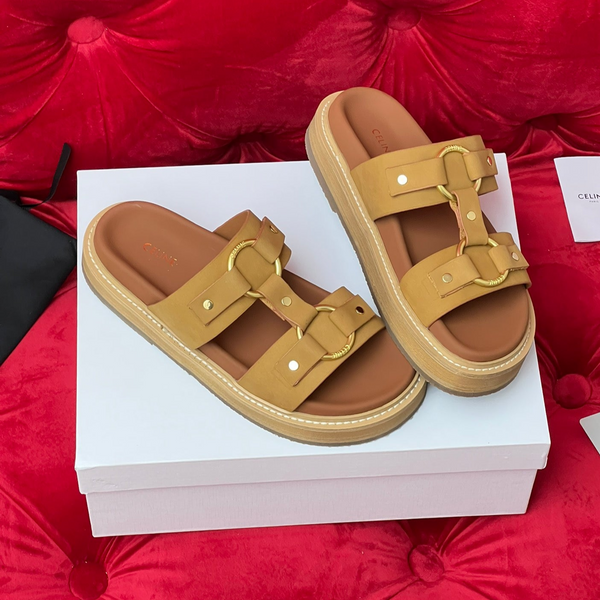 Sandalo piatto in tela marrone bronzo