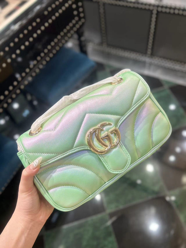 BORSA A SPALLA MEDIA GG MARMONT 26 IN PELLE DI VITELLO IRIDESCENTE VERDE