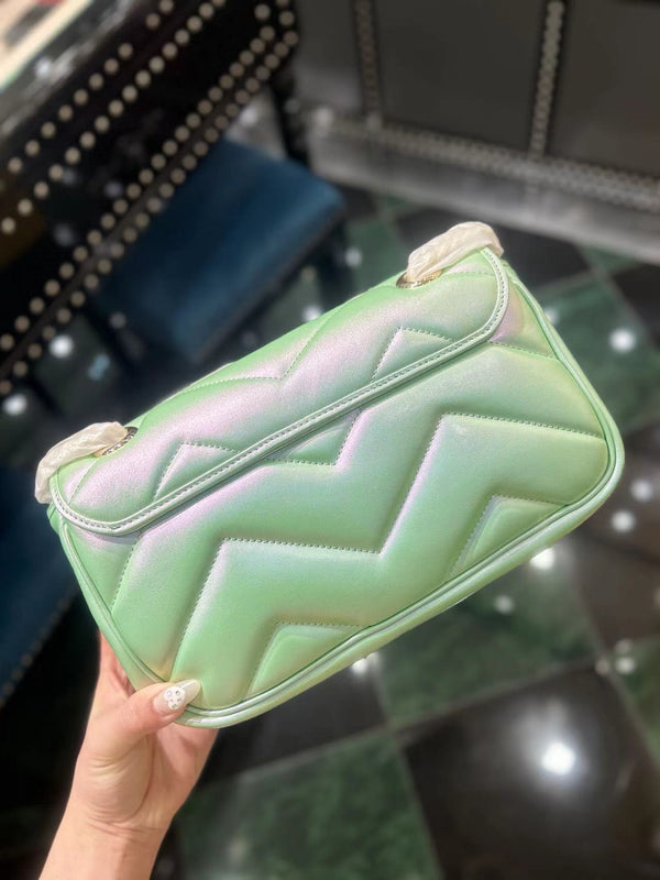 BORSA A SPALLA MEDIA GG MARMONT 26 IN PELLE DI VITELLO IRIDESCENTE VERDE