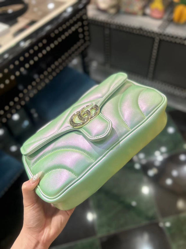 BORSA A SPALLA MEDIA GG MARMONT 26 IN PELLE DI VITELLO IRIDESCENTE VERDE
