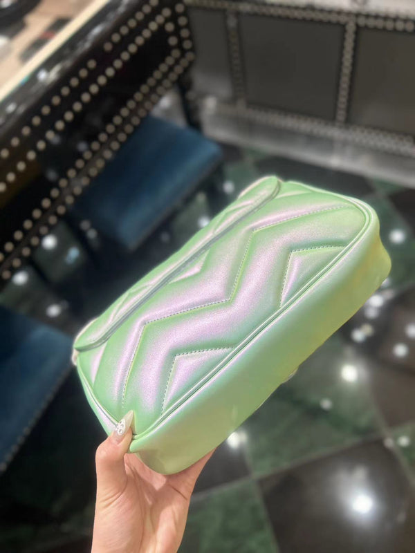 BORSA A SPALLA MEDIA GG MARMONT 26 IN PELLE DI VITELLO IRIDESCENTE VERDE