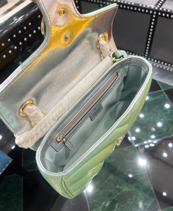 BORSA A SPALLA MEDIA GG MARMONT 26 IN PELLE DI VITELLO IRIDESCENTE VERDE