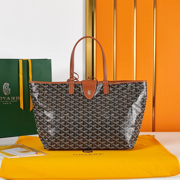 saint louis pm 34cm tela nera e marrone chiaro chevroches pelle di vitello