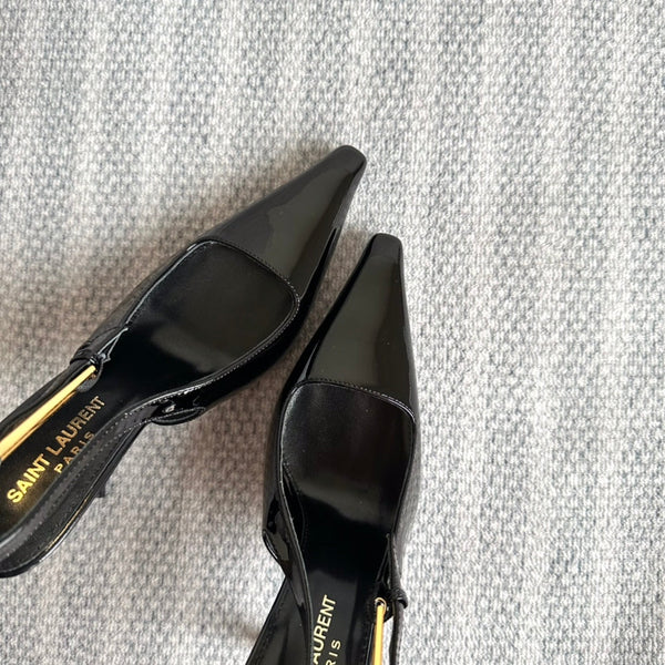 LEE SLINGBACK PUMPS 105 IN BLACK PATENT LEATHER