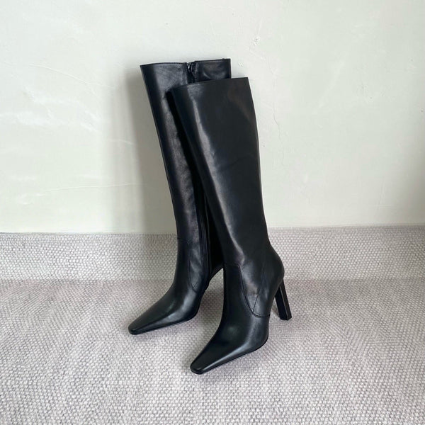YSL Jill Boots 75mm Black Smooth Cafskin 429097