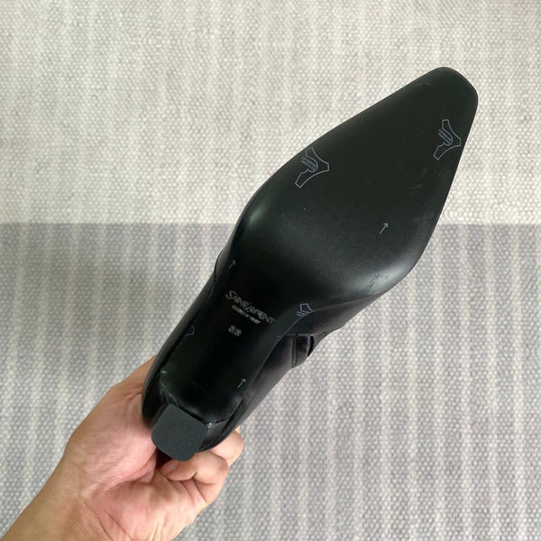 YSL Jill Boots 75mm Black Smooth Cafskin 429097