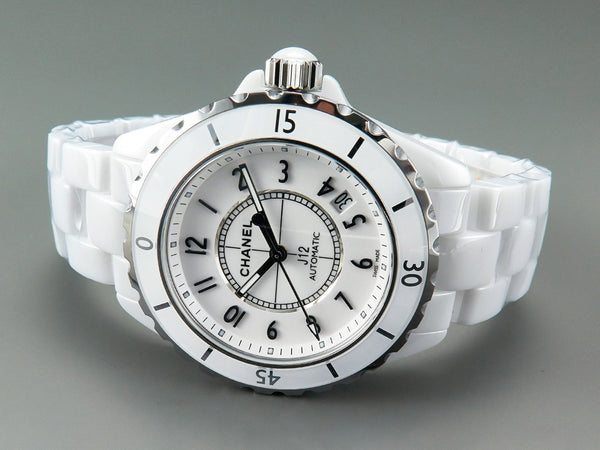 J12 Date Automatic White Ceramic Black Numerals White Dial