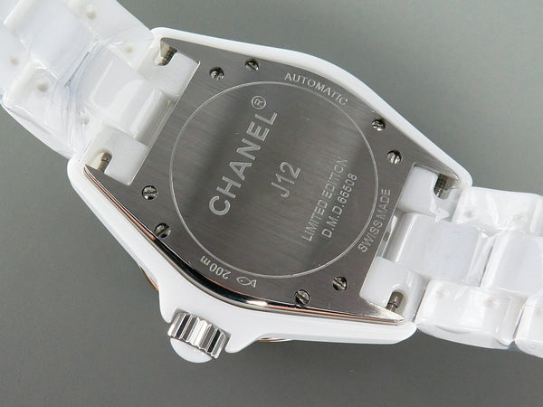 J12 Date Automatic White Ceramic Blue Numerals White Dial