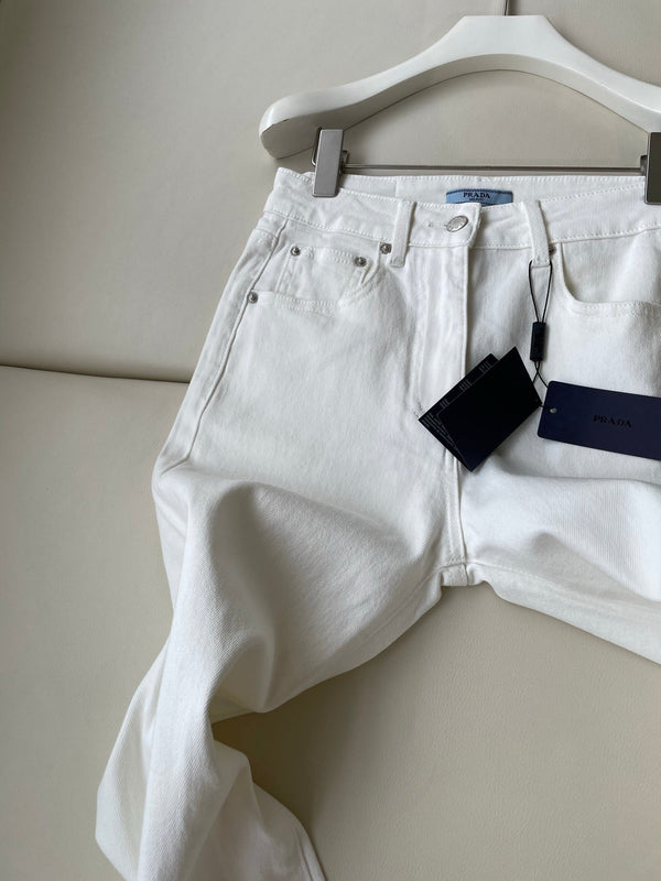 Prada Straight Jeans White Cotton