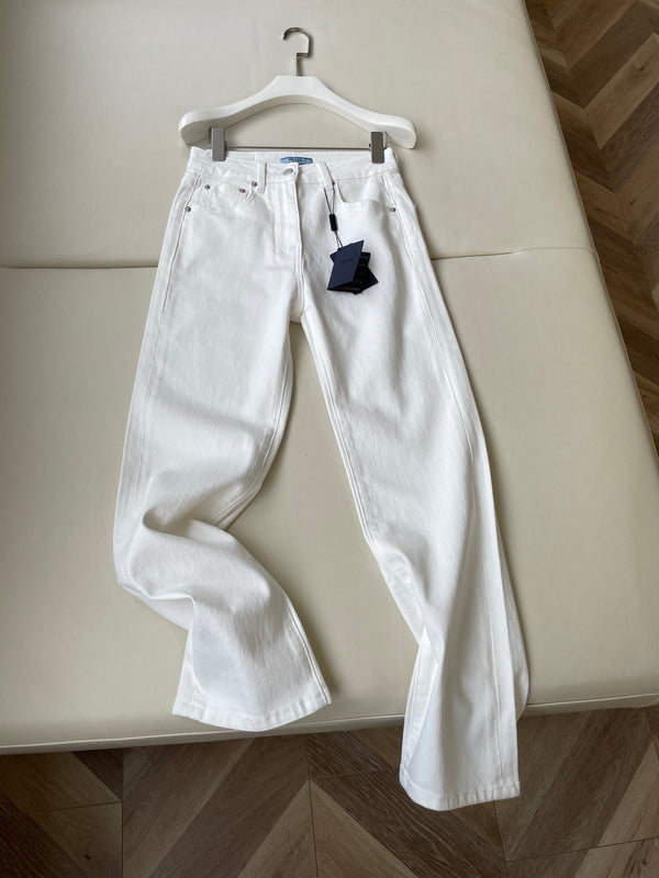 Prada Straight Jeans White Cotton