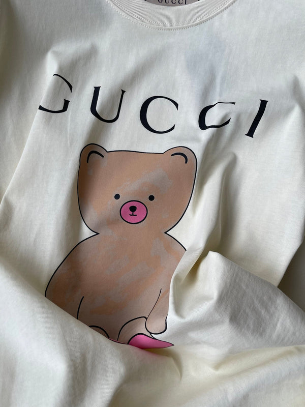 Gucci 25 Bear T-shirt Ivory Brown Cotton