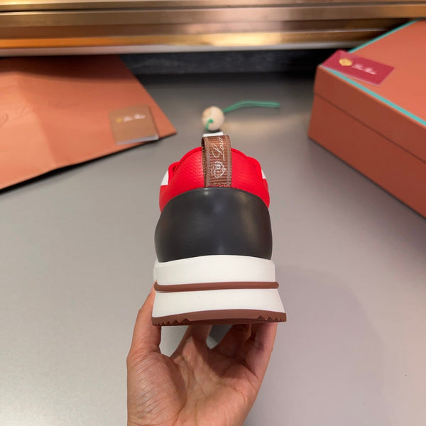 LP BRUNELLO SNEAKERS GRIGIO CHIARO E ROSSO MESH TRASPIRANTE