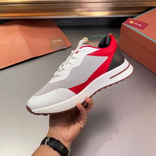 LP BRUNELLO SNEAKERS GRIGIO CHIARO E ROSSO MESH TRASPIRANTE