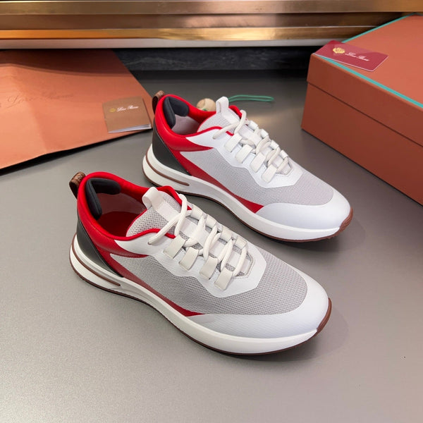 LP BRUNELLO SNEAKERS GRIGIO CHIARO E ROSSO MESH TRASPIRANTE