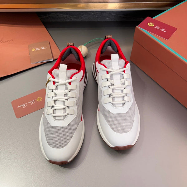 LP BRUNELLO SNEAKERS GRIGIO CHIARO E ROSSO MESH TRASPIRANTE