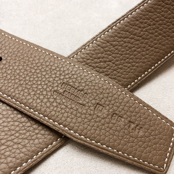 HM H D'ANCRE BELT BUCKLE & REVERSIBLE COFFEE BROWN LEATHER STRAP 38 MM SILVER HARDWARE